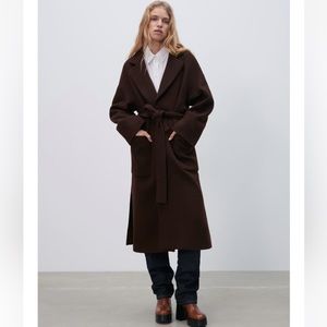 Zara oversized long vented Manteco wool coat